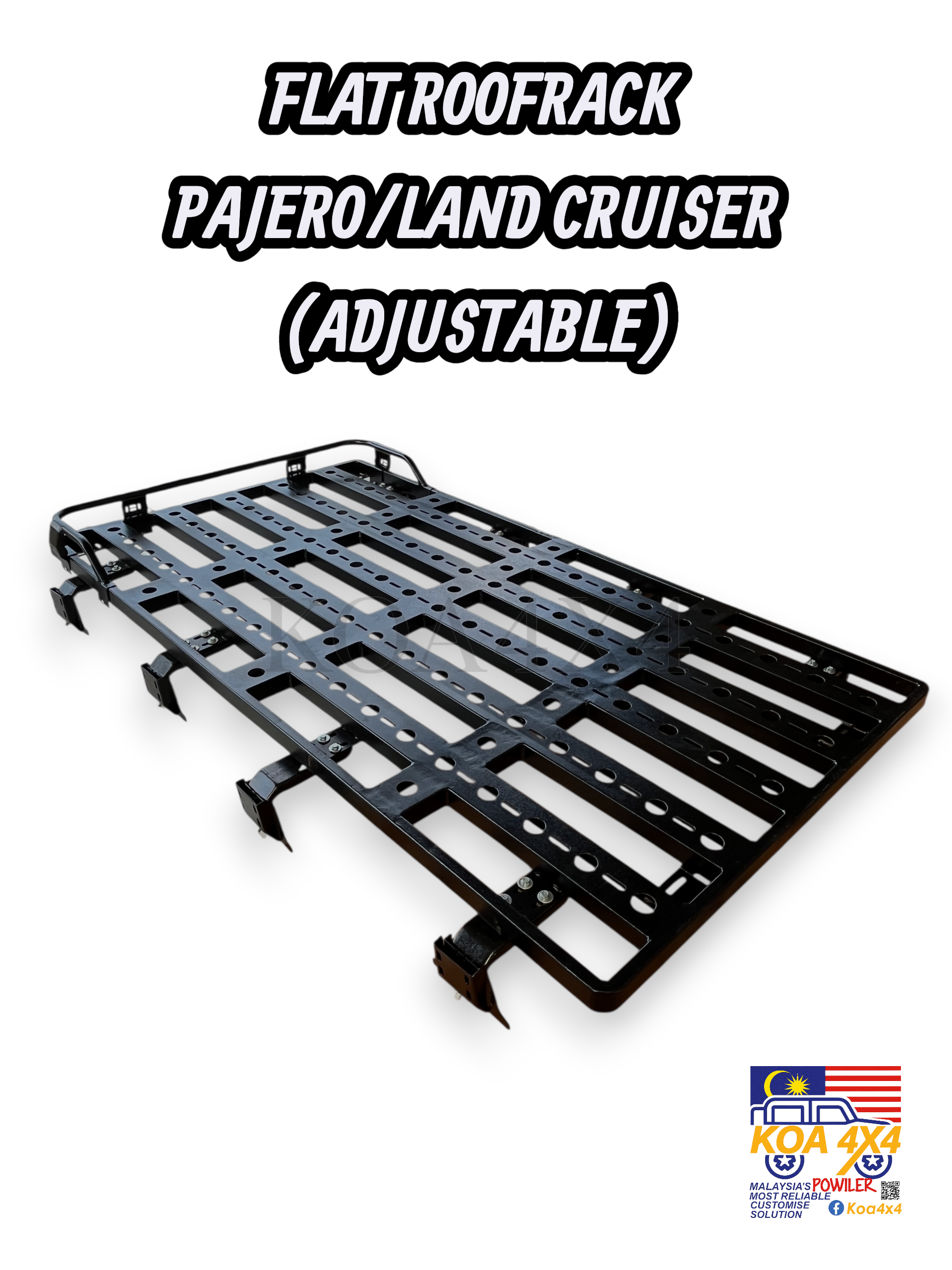 FLAT ROOFRACK PAJERO/LAND CRUISER (ADJUSTABLE)